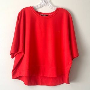 Ralph Lauren Red Top Tee Oversized Fit Boxy Sporty New
